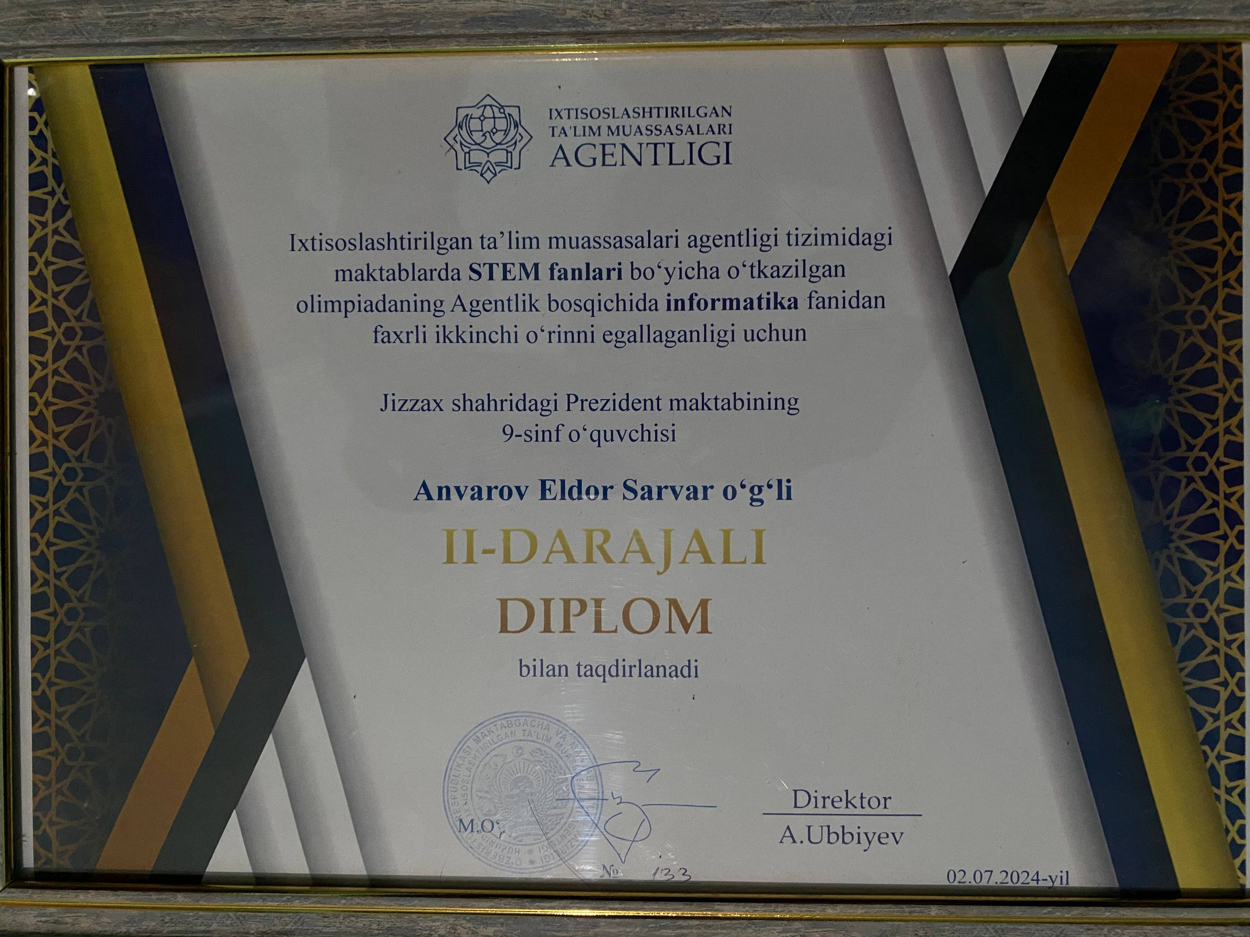 STEM olympiad 2nd Place